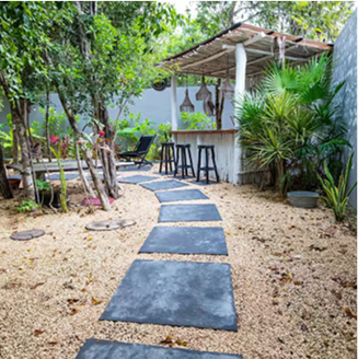 Garden pathway with stepping stones